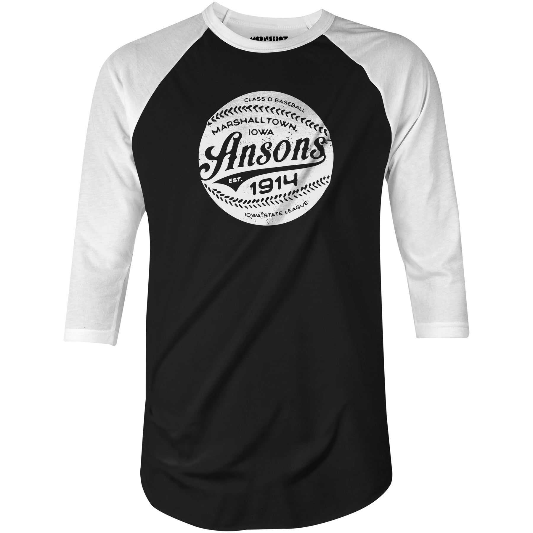 Marshalltown Ansons - Iowa - Vintage Defunct Baseball Teams - 3/4 Sleeve Raglan T-Shirt
