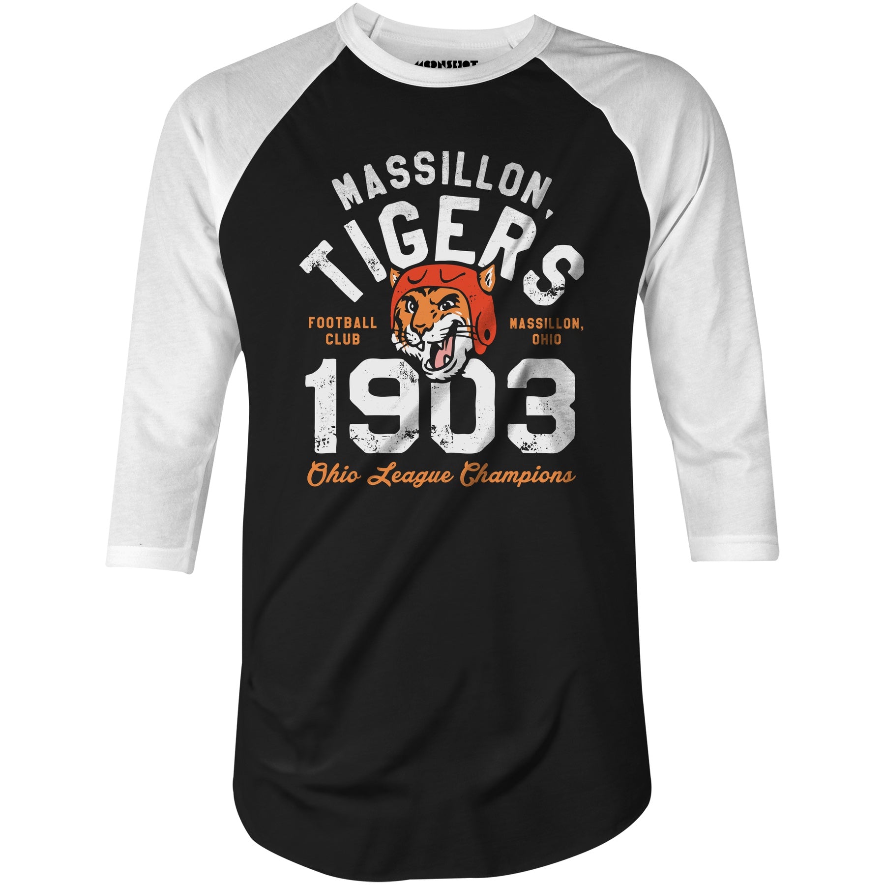 Massillon Tigers - Ohio - Vintage Defunct Football Teams - 3/4 Sleeve Raglan T-Shirt