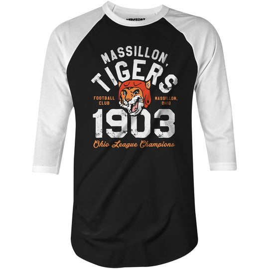 Massillon Tigers - Ohio - Vintage Defunct Football Teams - 3/4 Sleeve Raglan T-Shirt
