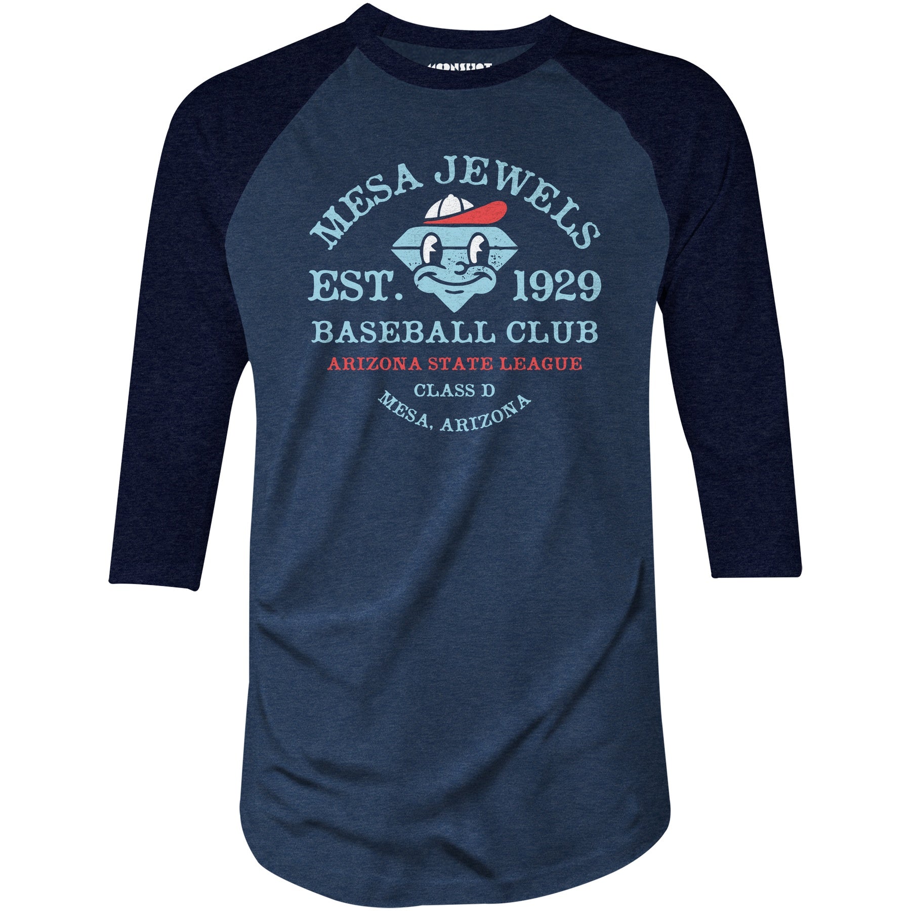 Mesa Jewels - Arizona - Vintage Defunct Baseball Teams - 3/4 Sleeve Raglan T-Shirt