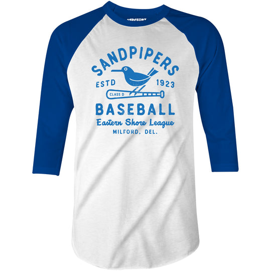 Milford Sandpipers - Delaware - Vintage Defunct Baseball Teams - 3/4 Sleeve Raglan T-Shirt