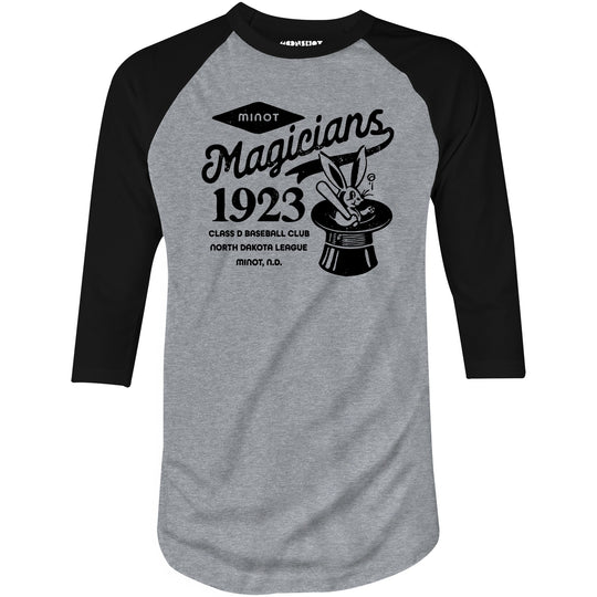 Minot Magicians - North Dakota - Vintage Defunct Baseball Teams - 3/4 Sleeve Raglan T-Shirt