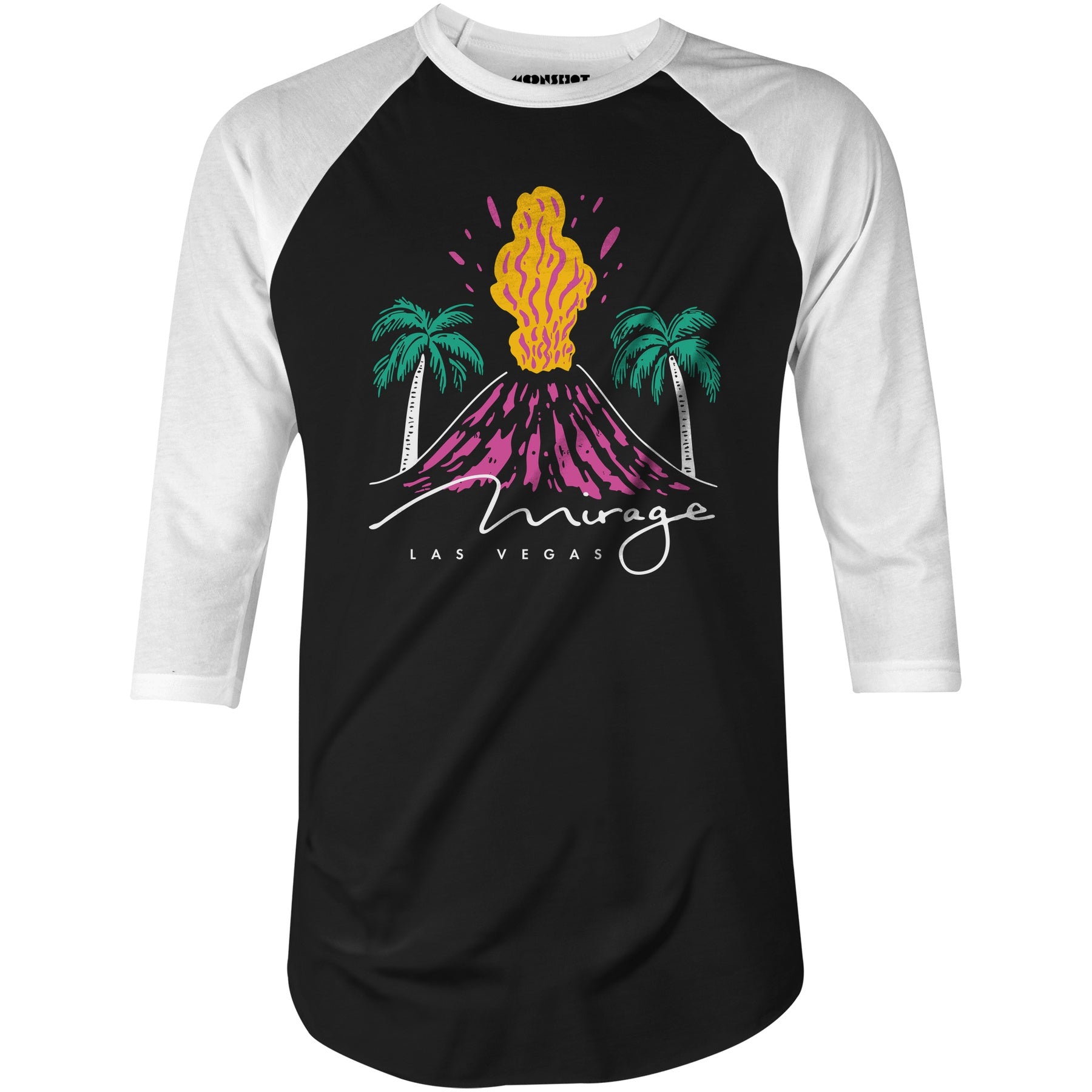 Mirage Volcano - Vintage Las Vegas - 3/4 Sleeve Raglan T-Shirt