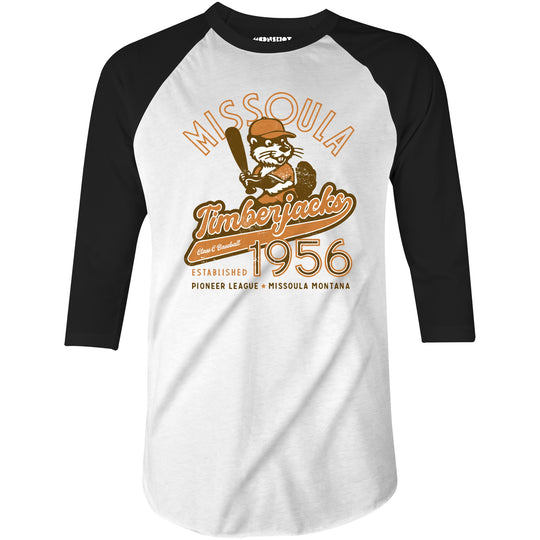 Missoula Timberjacks - Montana - Vintage Defunct Baseball Teams - 3/4 Sleeve Raglan T-Shirt