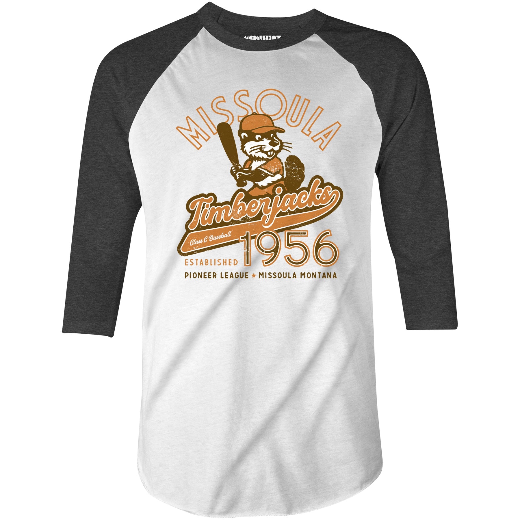 Missoula Timberjacks - Montana - Vintage Defunct Baseball Teams - 3/4 Sleeve Raglan T-Shirt