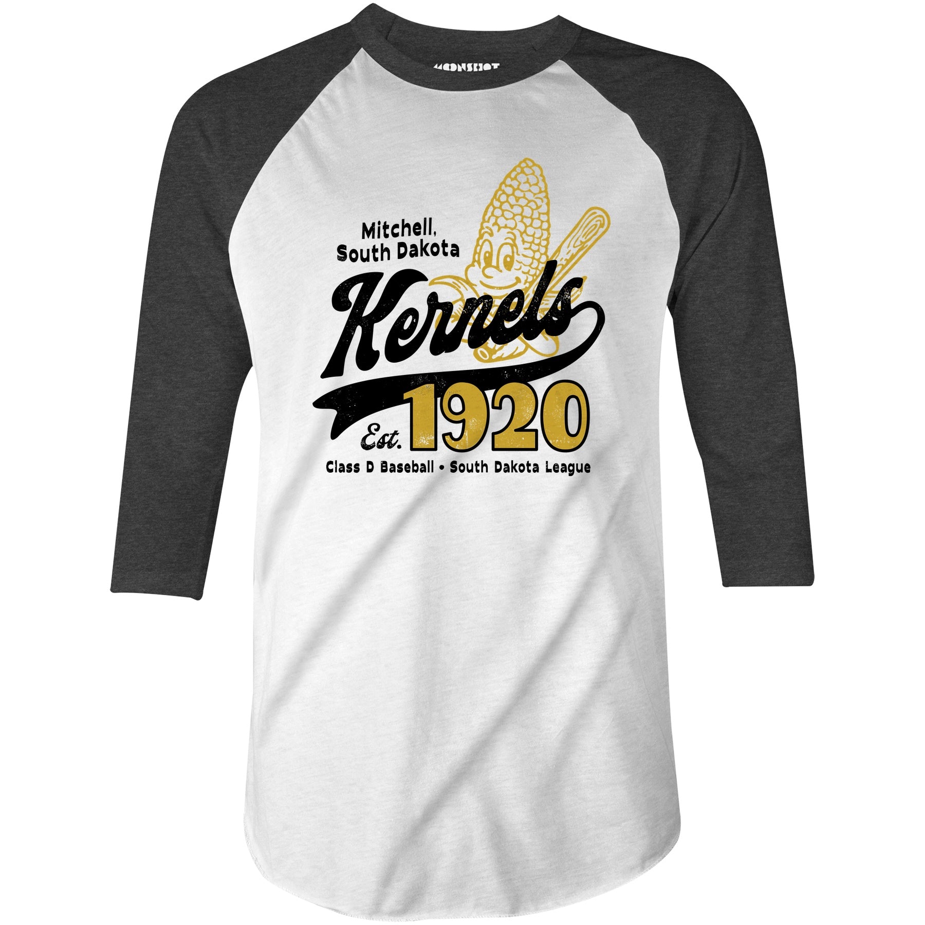 Mitchell Kernels - South Dakota - Vintage Defunct Baseball Teams - 3/4 Sleeve Raglan T-Shirt