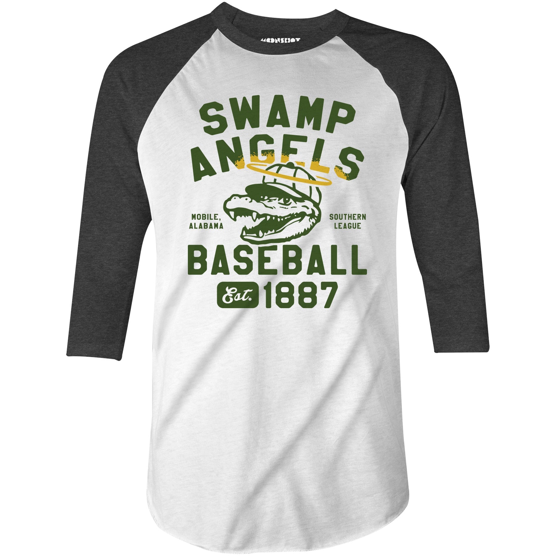 Mobile Swamp Angels - Alabama - Vintage Defunct Baseball Teams - 3/4 Sleeve Raglan T-Shirt