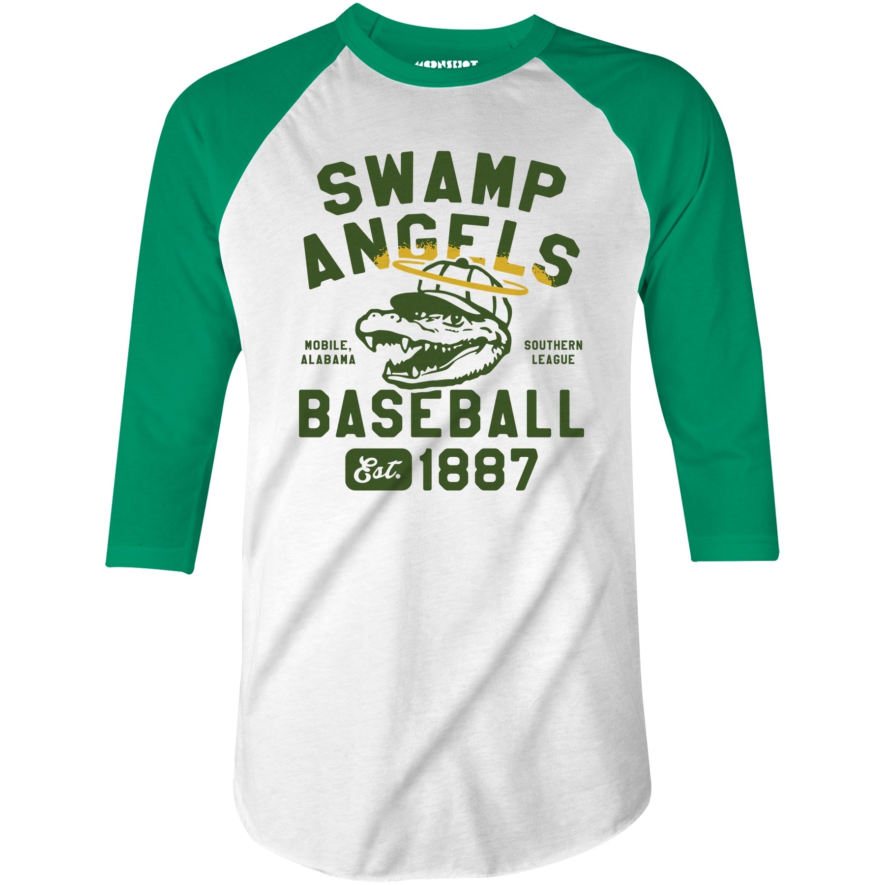 Mobile Swamp Angels - Alabama - Vintage Defunct Baseball Teams - 3/4 Sleeve Raglan T-Shirt