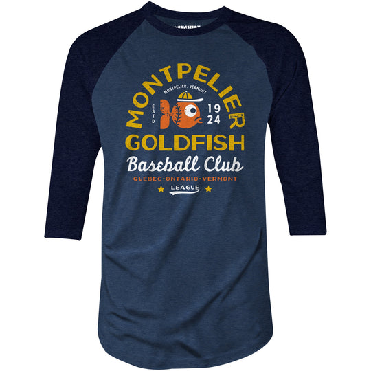 Montpelier Goldfish - Vermont - Vintage Defunct Baseball Teams - 3/4 Sleeve Raglan T-Shirt