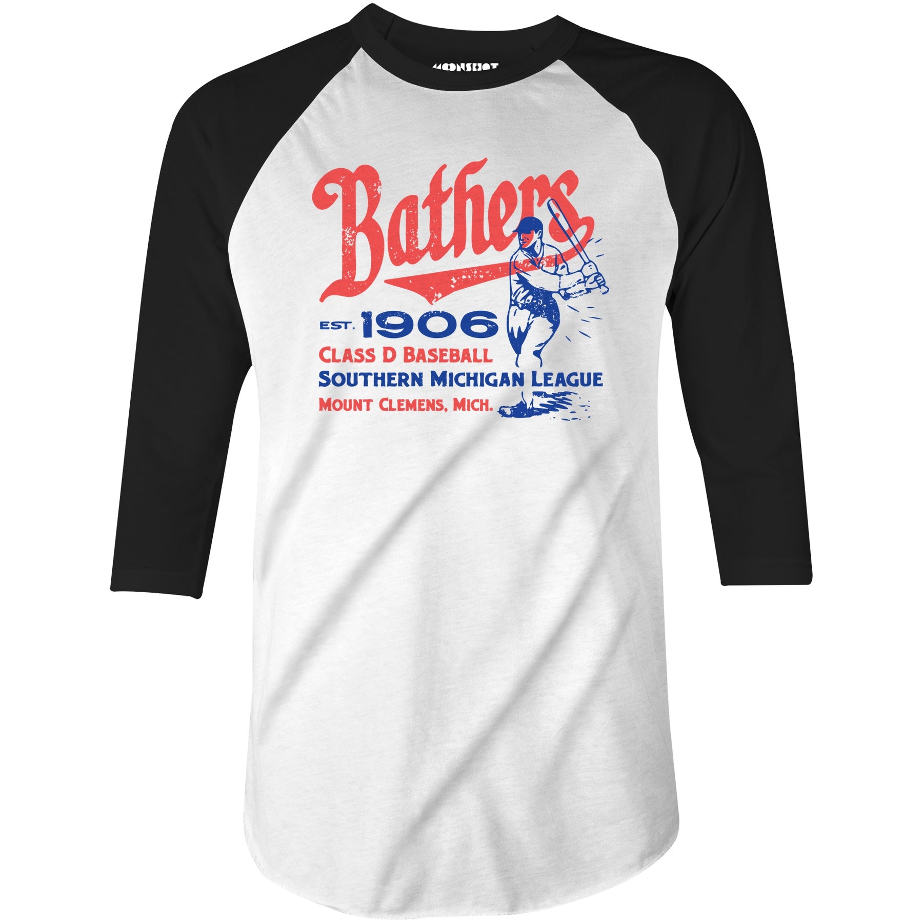 Mount Clemens Bathers - Michigan - Vintage Defunct Baseball Teams - 3/4 Sleeve Raglan T-Shirt