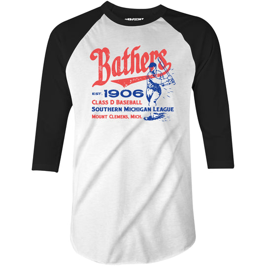 Mount Clemens Bathers - Michigan - Vintage Defunct Baseball Teams - 3/4 Sleeve Raglan T-Shirt