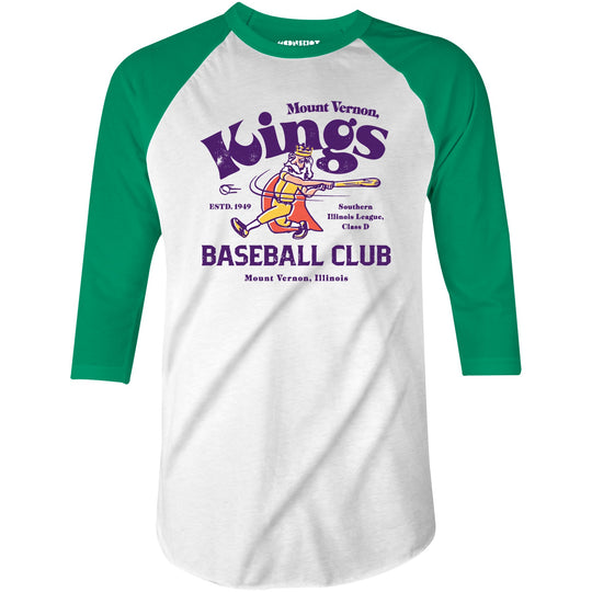 Mount Vernon Kings - Illinois - Vintage Defunct Baseball Teams - 3/4 Sleeve Raglan T-Shirt