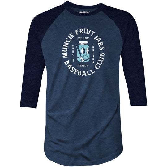Muncie Fruit Jars - Indiana - Vintage Defunct Baseball Teams - 3/4 Sleeve Raglan T-Shirt