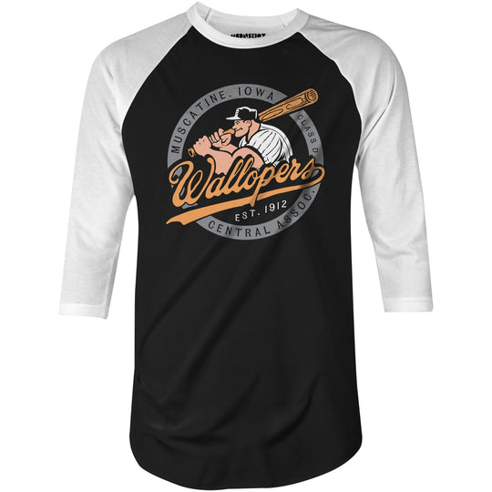 Muscatine Wallopers - Iowa  - Vintage Defunct Baseball Teams - 3/4 Sleeve Raglan T-Shirt
