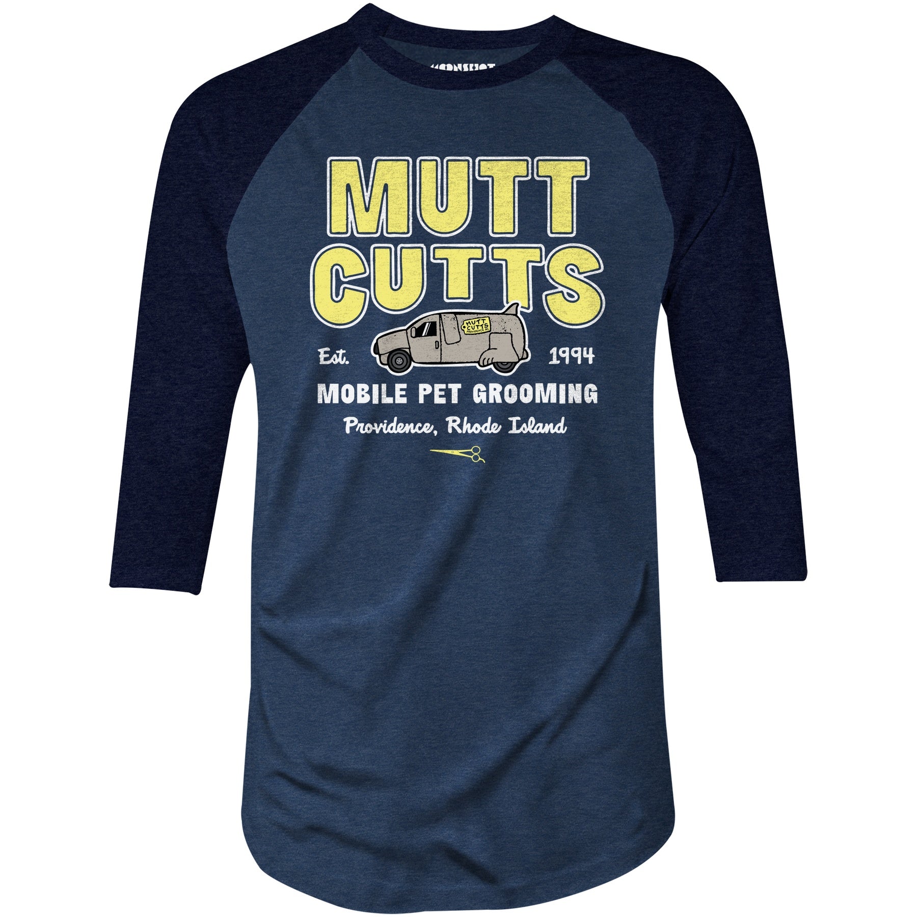 Mutt Cutts Mobile Pet Grooming - 3/4 Sleeve Raglan T-Shirt