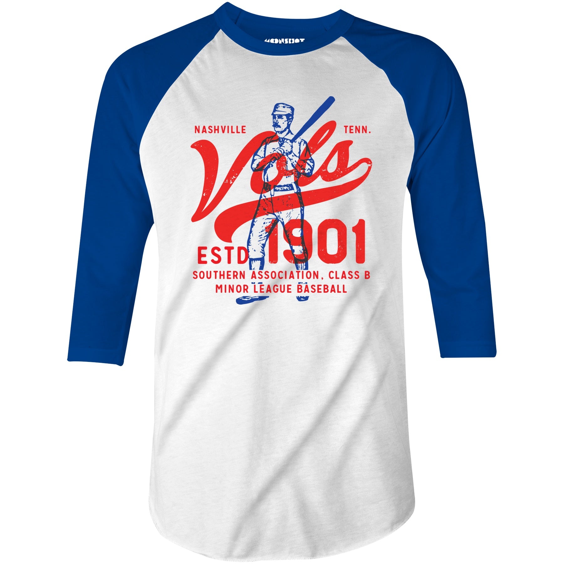 Nashville Vols - Tennessee - Vintage Defunct Baseball Teams - 3/4 Sleeve Raglan T-Shirt