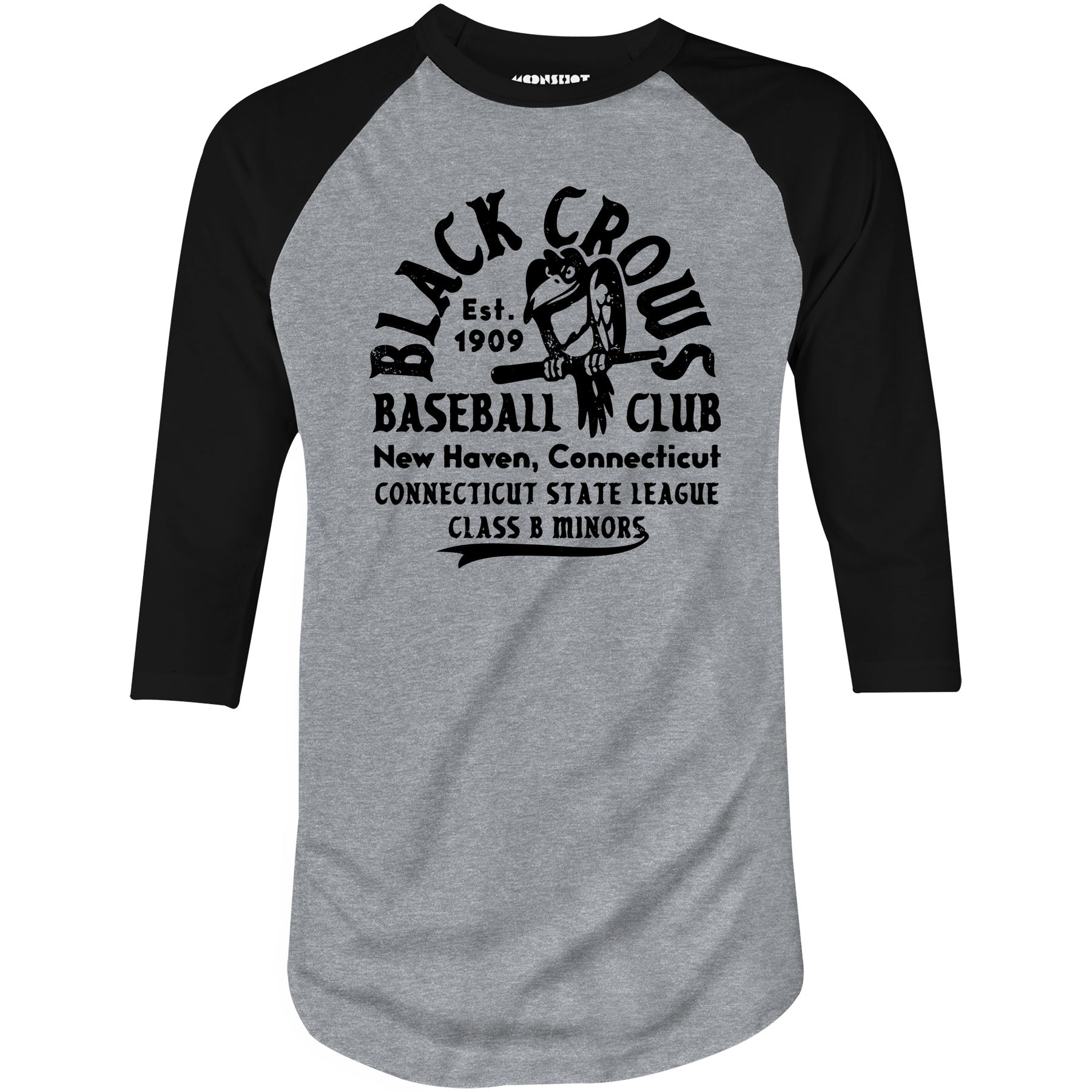 New Haven Black Crows - Connecticut - Vintage Defunct Baseball Teams - 3/4 Sleeve Raglan T-Shirt