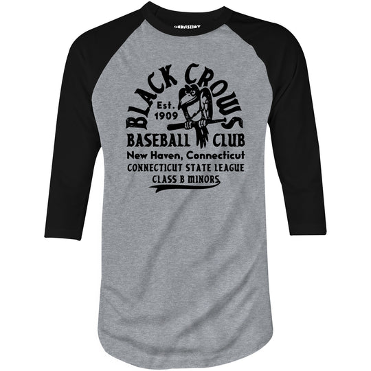 New Haven Black Crows - Connecticut - Vintage Defunct Baseball Teams - 3/4 Sleeve Raglan T-Shirt