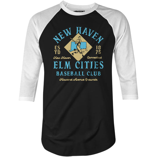 New Haven Elm Cities - Connecticut - Vintage Defunct Baseball Teams - 3/4 Sleeve Raglan T-Shirt