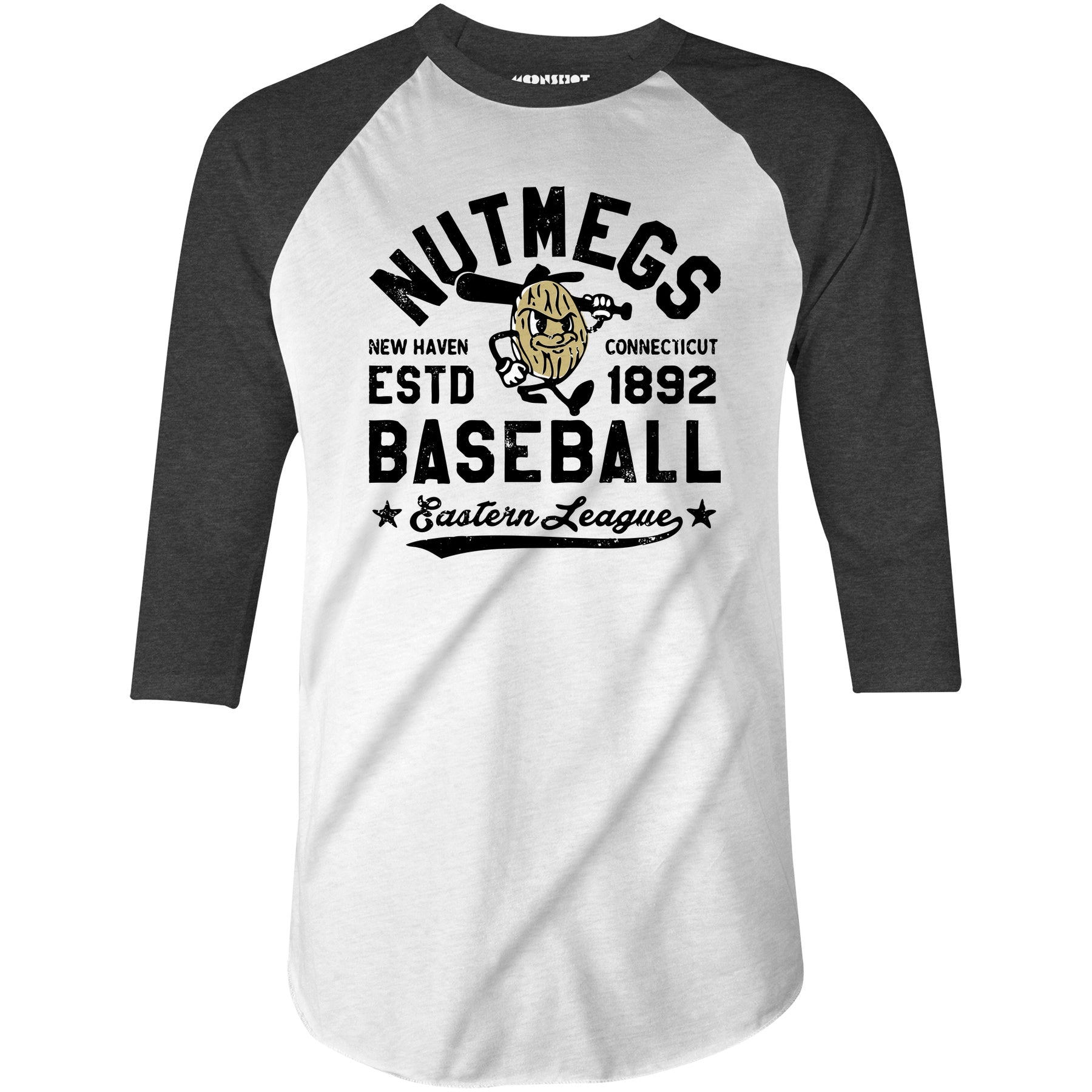 New Haven Nutmegs - Connecticut - Vintage Defunct Baseball Teams - 3/4 Sleeve Raglan T-Shirt