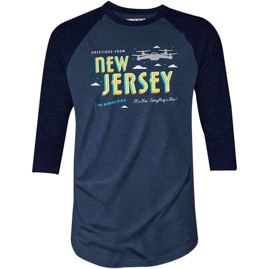 New Jersey Drones - Everything's Fine - 3/4 Sleeve Raglan T-Shirt