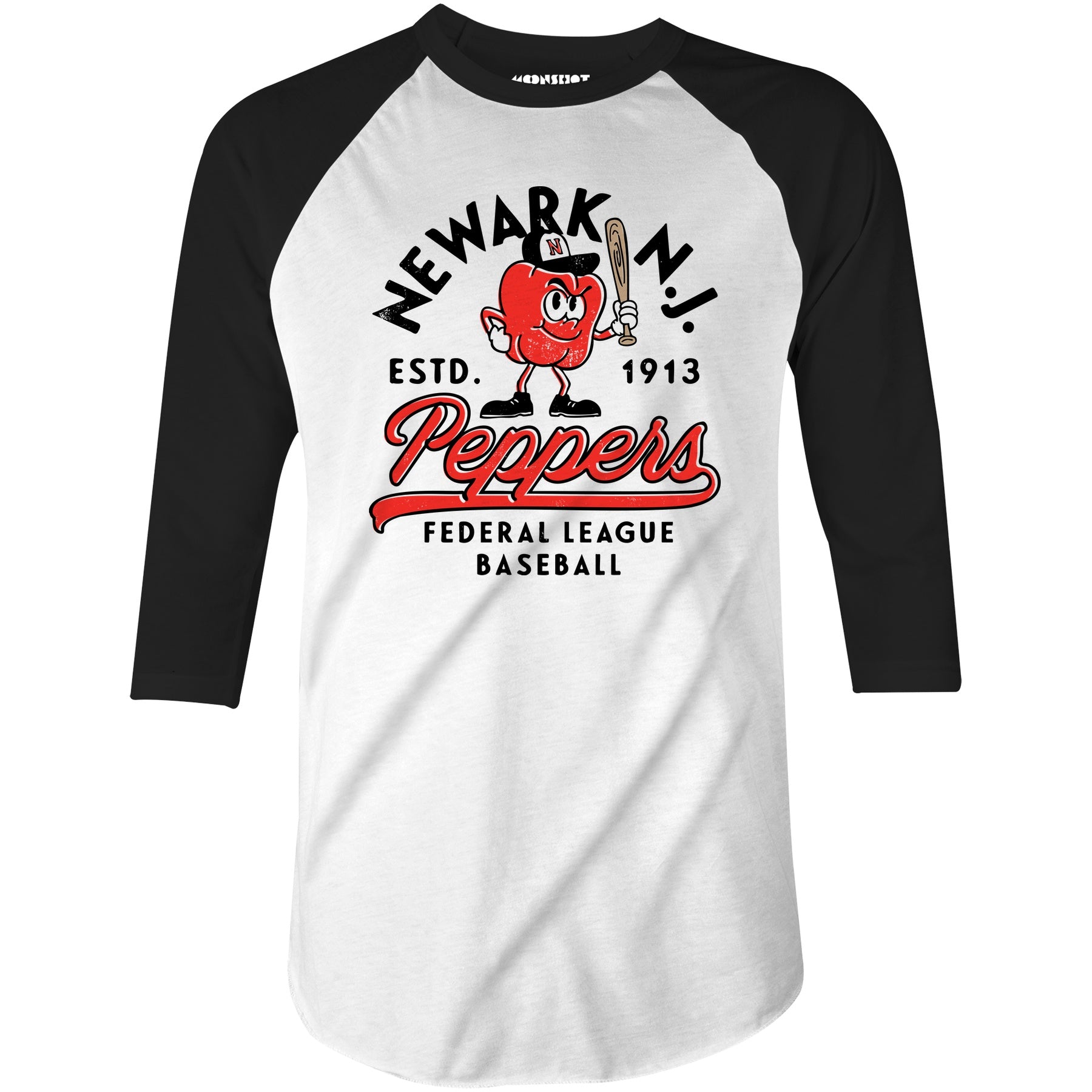 Newark Peppers - New Jersey - Vintage Defunct Baseball Teams - 3/4 Sleeve Raglan T-Shirt