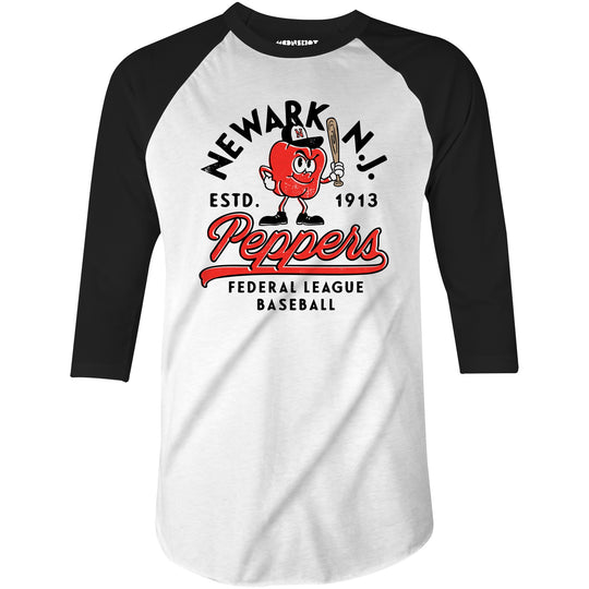 Newark Peppers - New Jersey - Vintage Defunct Baseball Teams - 3/4 Sleeve Raglan T-Shirt