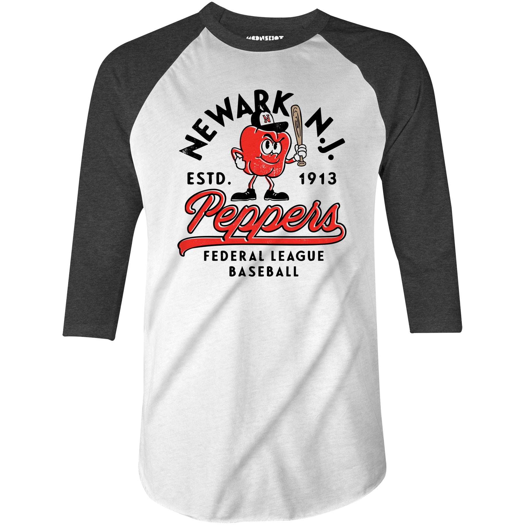 Newark Peppers - New Jersey - Vintage Defunct Baseball Teams - 3/4 Sleeve Raglan T-Shirt
