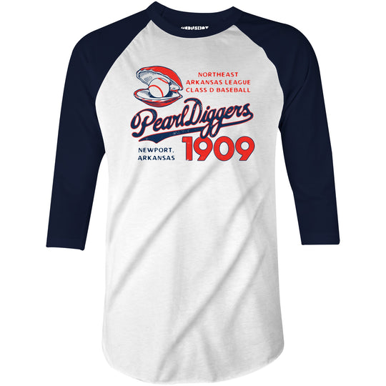 Newport Pearl Diggers - Arkansas - Vintage Defunct Baseball Teams - 3/4 Sleeve Raglan T-Shirt