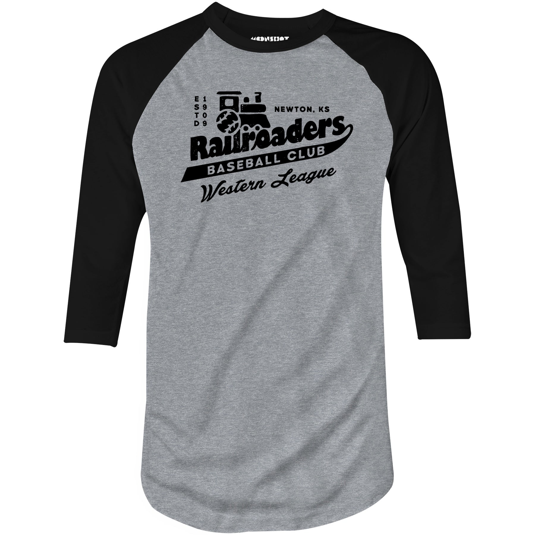 Newton Railroaders - Kansas - Vintage Defunct Baseball Teams - 3/4 Sleeve Raglan T-Shirt