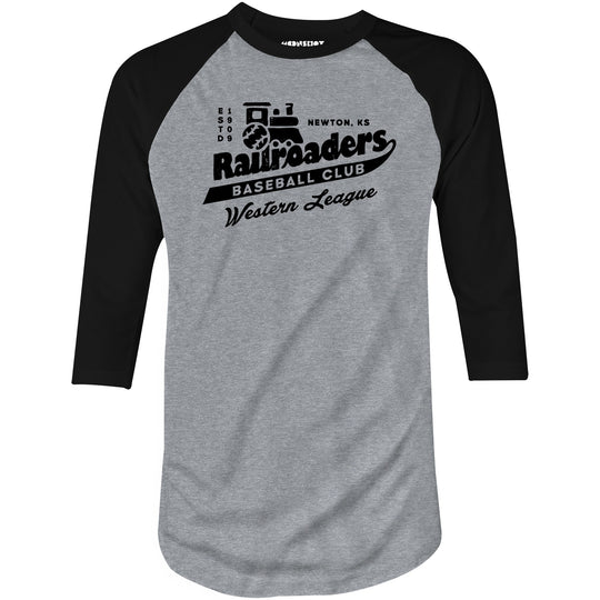 Newton Railroaders - Kansas - Vintage Defunct Baseball Teams - 3/4 Sleeve Raglan T-Shirt