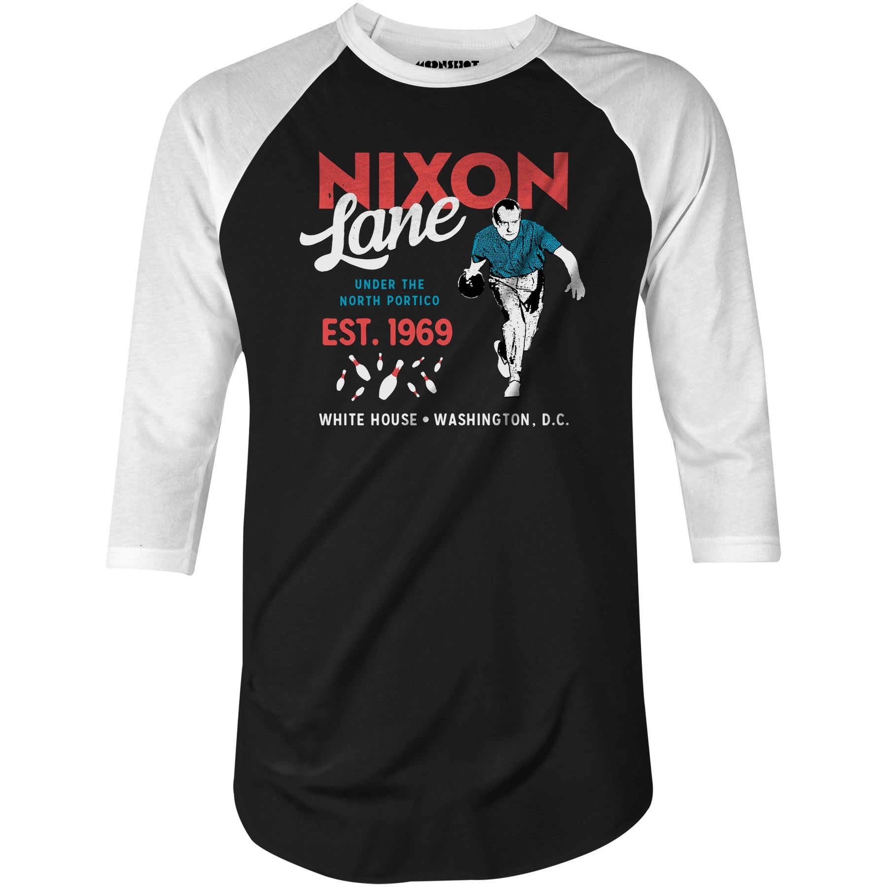 Nixon Lane - Washington D.C. - Vintage Bowling Alley - 3/4 Sleeve Raglan T-Shirt