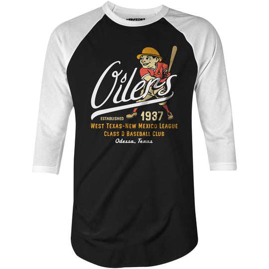 Odessa Oilers - Texas - Vintage Defunct Baseball Teams - 3/4 Sleeve Raglan T-Shirt
