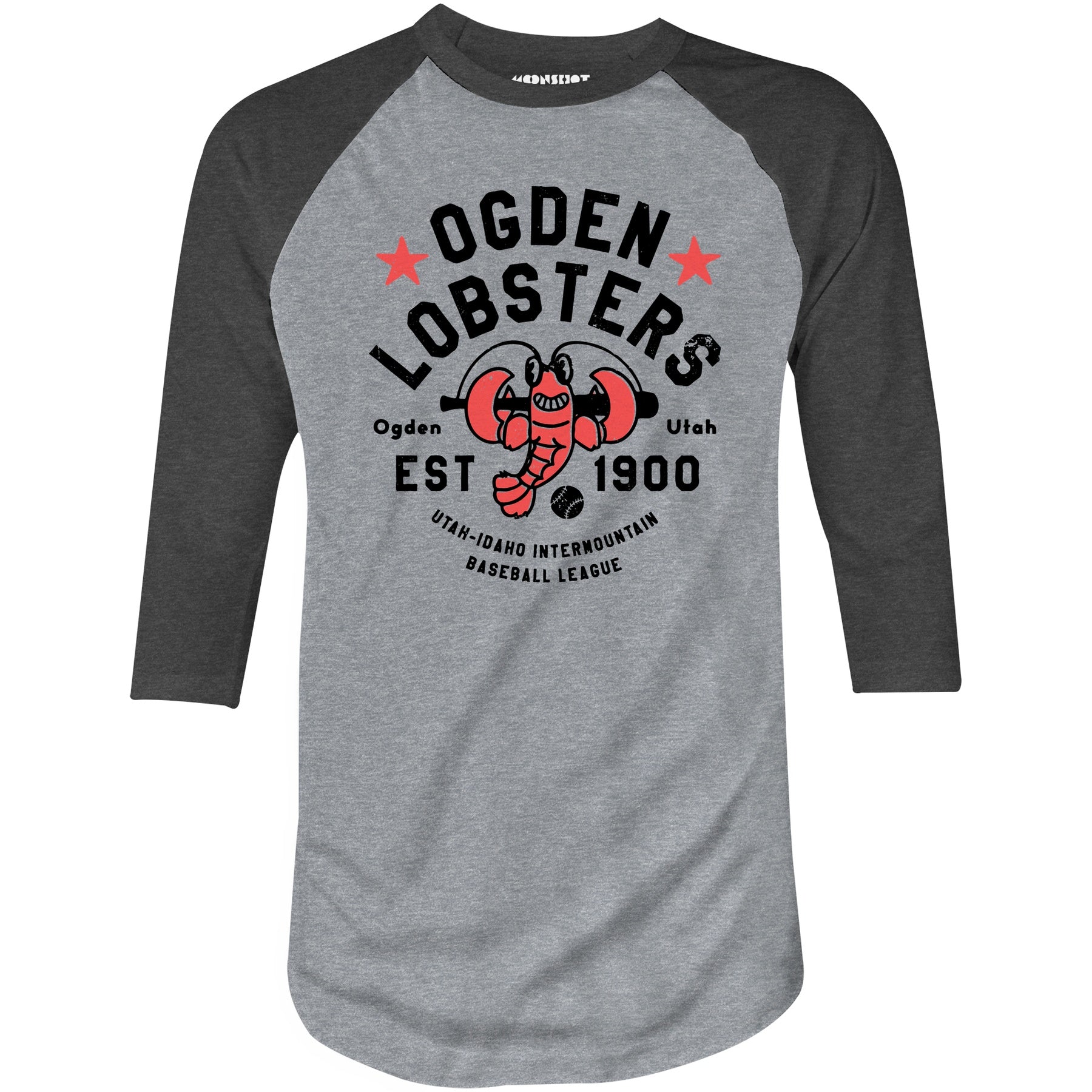 Ogden Lobsters - Utah - Vintage Defunct Baseball Teams - 3/4 Sleeve Raglan T-Shirt