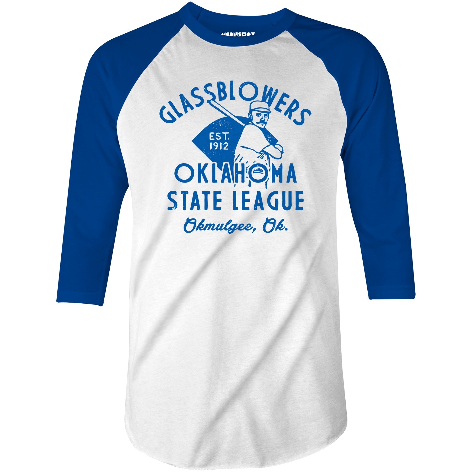 Okmulgee Glassblowers - Oklahoma - Vintage Defunct Baseball Teams - 3/4 Sleeve Raglan T-Shirt