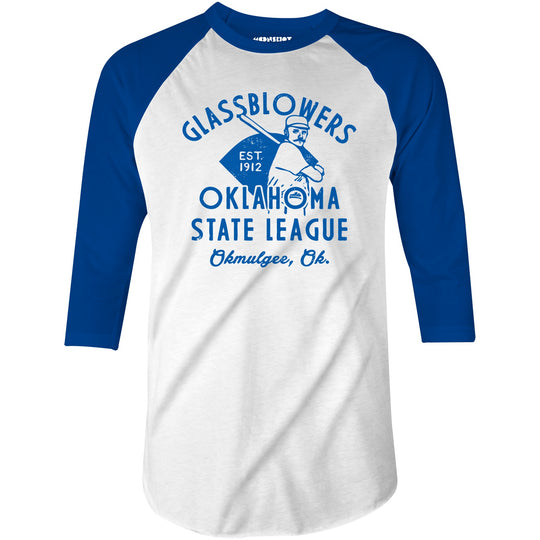 Okmulgee Glassblowers - Oklahoma - Vintage Defunct Baseball Teams - 3/4 Sleeve Raglan T-Shirt