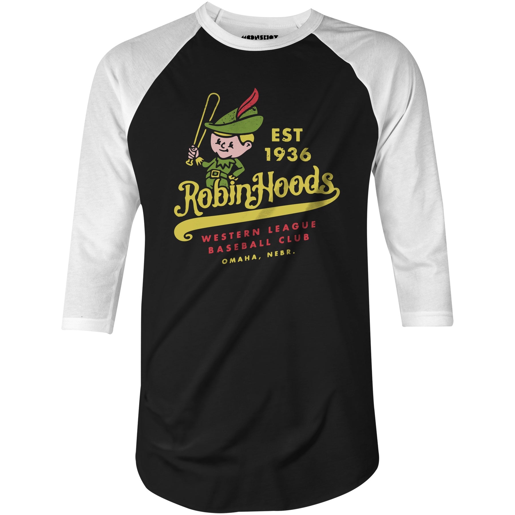 Omaha Robin Hoods - Nebraska - Vintage Defunct Baseball Teams - 3/4 Sleeve Raglan T-Shirt