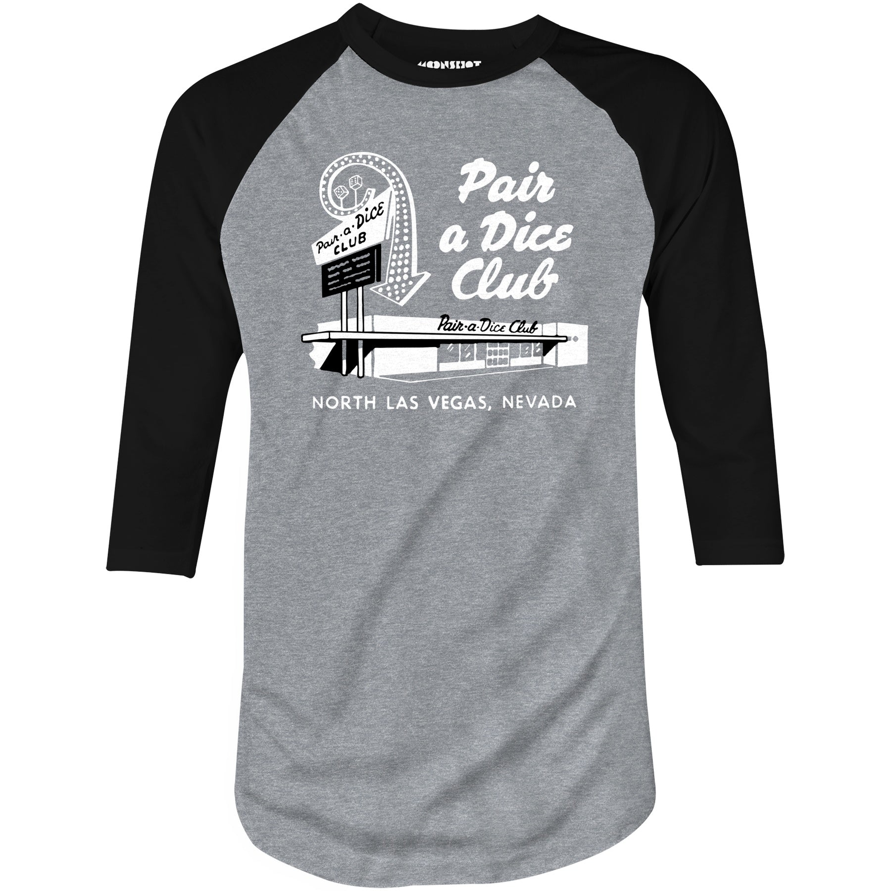 Pair a Dice Club - Vintage Las Vegas - 3/4 Sleeve Raglan T-Shirt