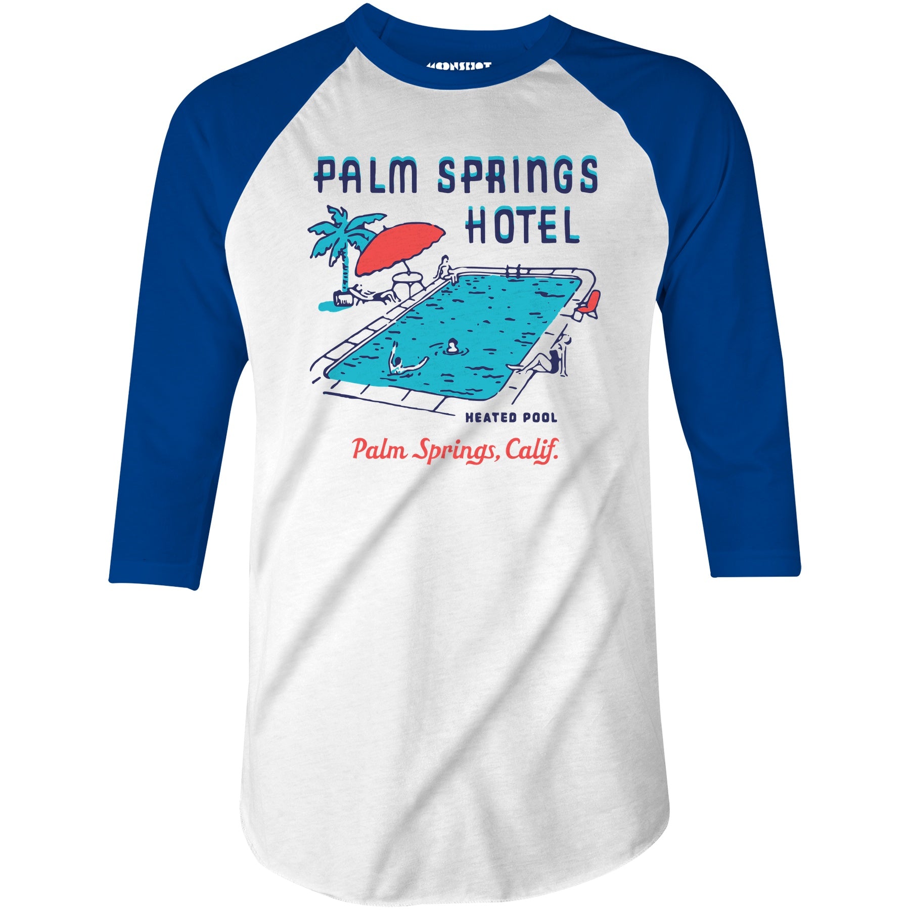 Palm Springs Hotel Pool - Vintage Greater Palm Springs, CA - 3/4 Sleeve Raglan T-Shirt