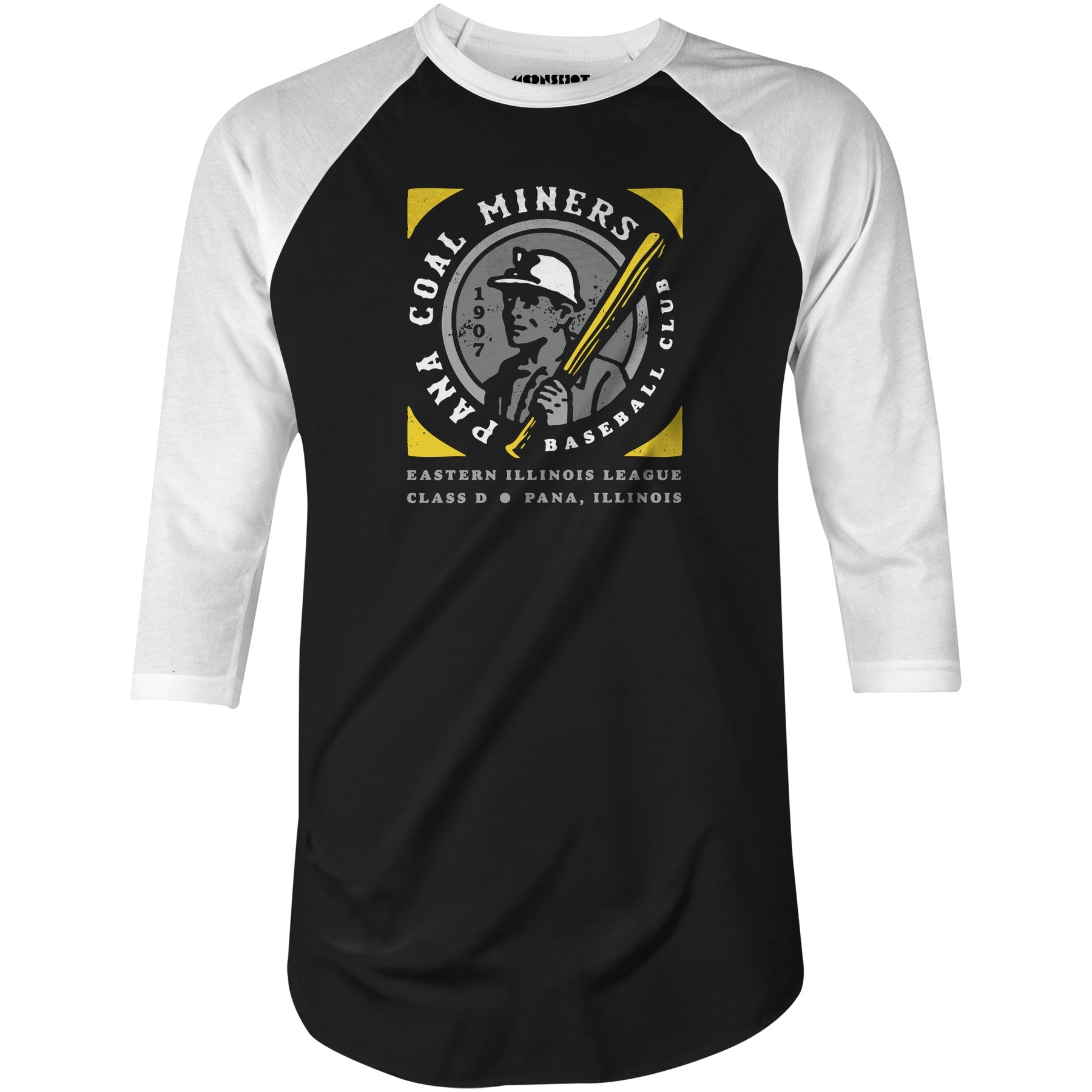 Pana Coal Miners - Illinois - Vintage Defunct Baseball Teams - 3/4 Sleeve Raglan T-Shirt