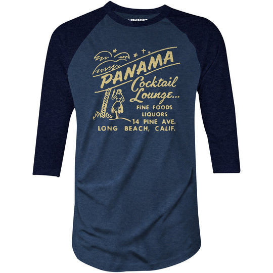 Panama Cocktail Lounge - Long Beach, CA - Vintage Tiki Bar - 3/4 Sleeve Raglan T-Shirt