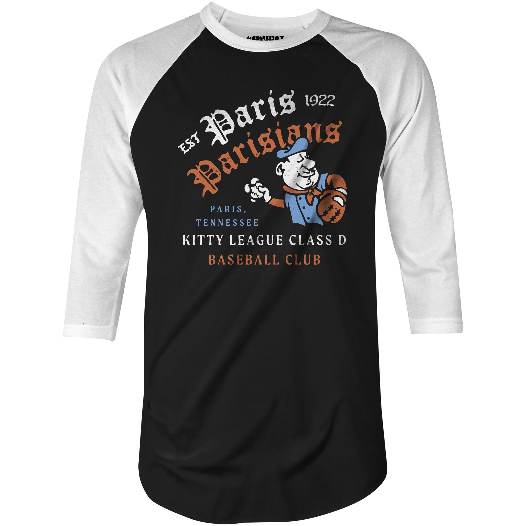 Paris Parisians - Tennessee - Vintage Defunct Baseball Teams - 3/4 Sleeve Raglan T-Shirt