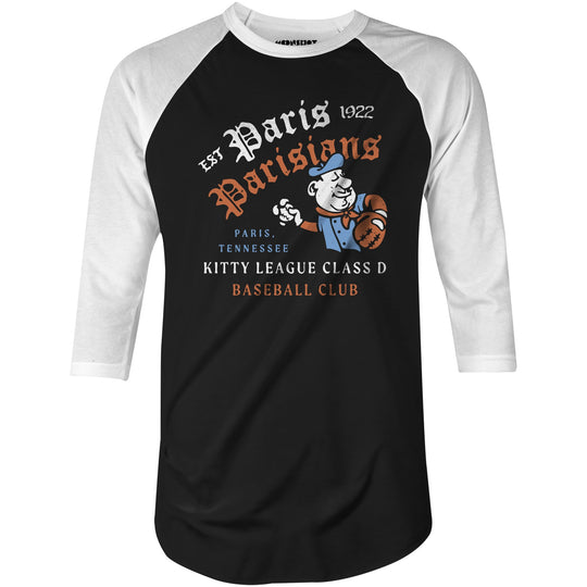 Paris Parisians - Tennessee - Vintage Defunct Baseball Teams - 3/4 Sleeve Raglan T-Shirt