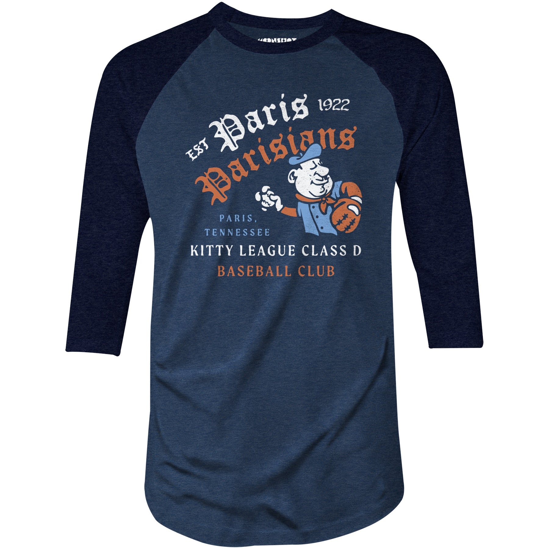 Paris Parisians - Tennessee - Vintage Defunct Baseball Teams - 3/4 Sleeve Raglan T-Shirt