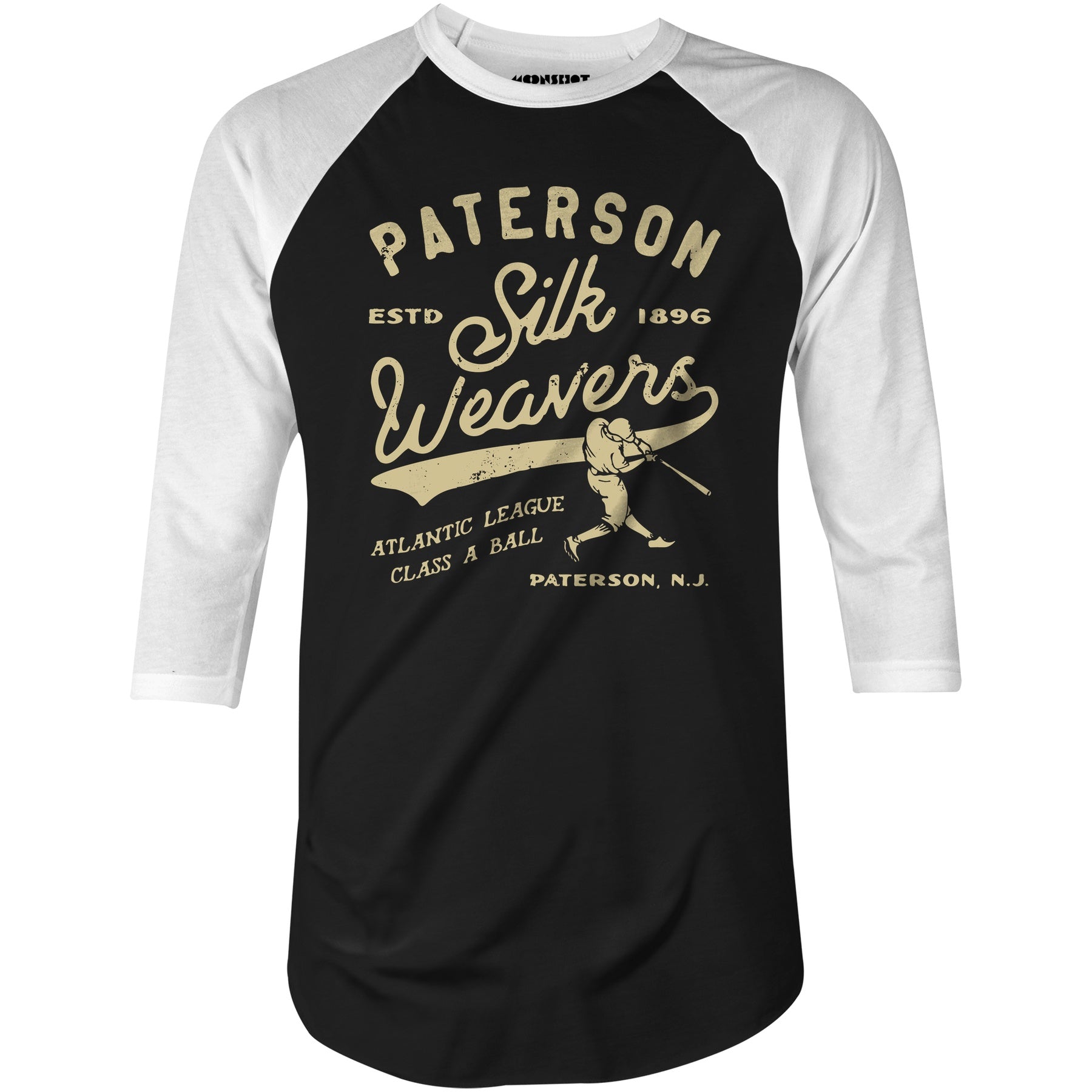 Paterson Silk Weavers - New Jersey - Vintage Defunct Baseball Teams - 3/4 Sleeve Raglan T-Shirt
