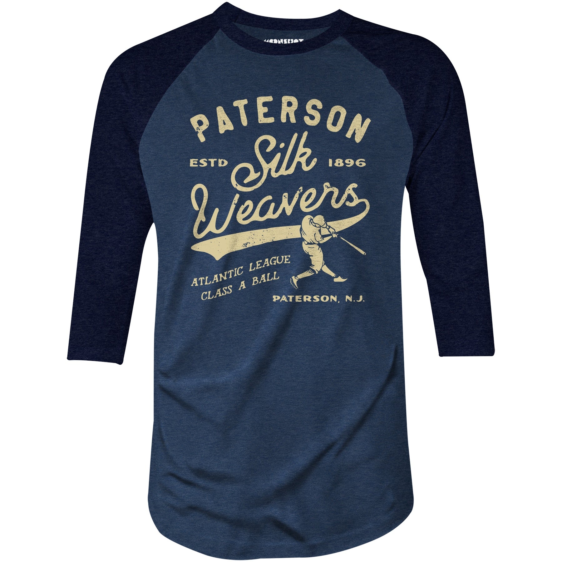 Paterson Silk Weavers - New Jersey - Vintage Defunct Baseball Teams - 3/4 Sleeve Raglan T-Shirt