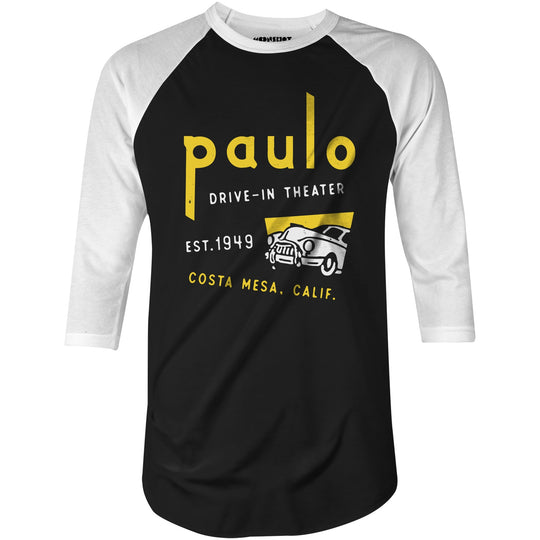 Paulo - Costa Mesa, CA - Vintage Drive-In Movie Theater - 3/4 Sleeve Raglan T-Shirt