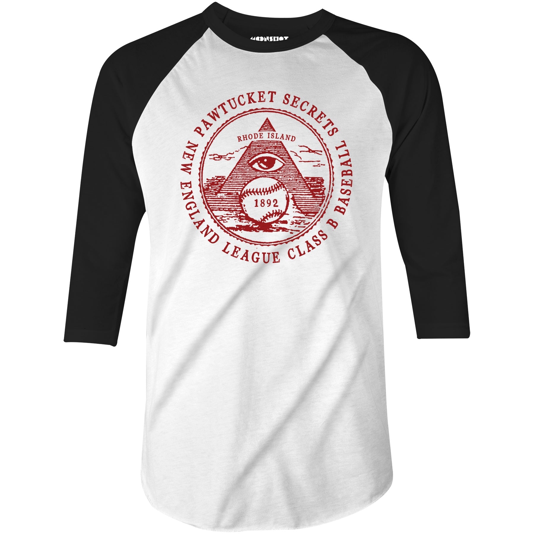 Pawtucket Secrets - Rhode Island - Vintage Defunct Baseball Teams - 3/4 Sleeve Raglan T-Shirt