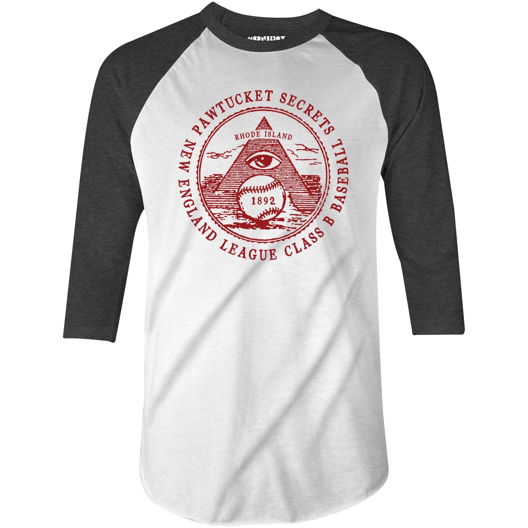 Pawtucket Secrets - Rhode Island - Vintage Defunct Baseball Teams - 3/4 Sleeve Raglan T-Shirt