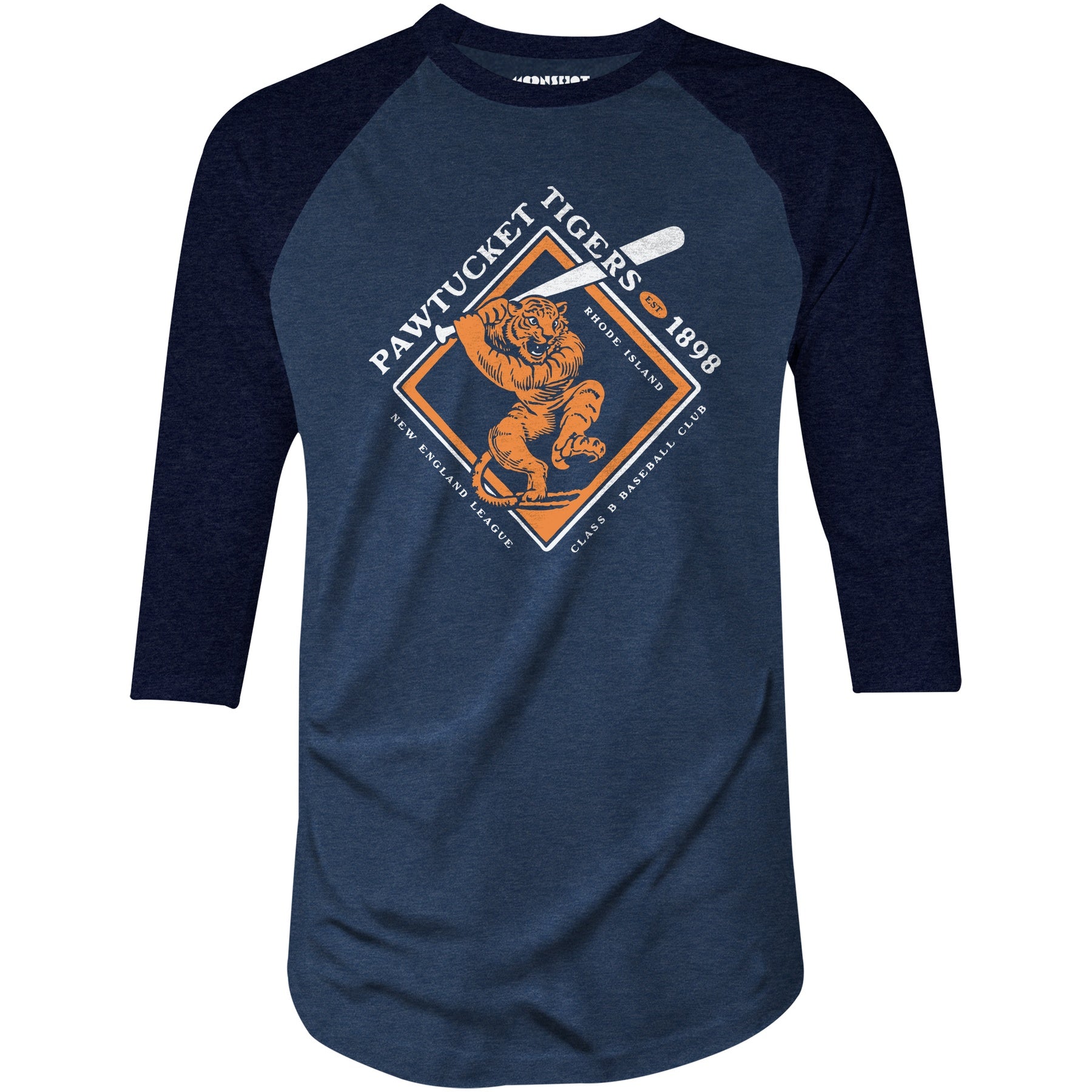 Pawtucket Tigers - Rhode Island - Vintage Defunct Baseball Teams - 3/4 Sleeve Raglan T-Shirt